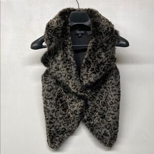 Miss me faux fur Leopard vest small Y2K